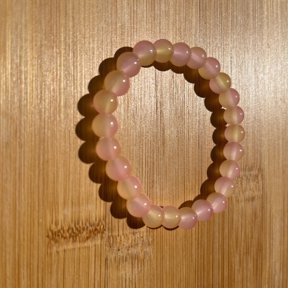 Elegant Pink and Yellow Bohemian Style 8mm Beaded Bracelet Unisex - Picture 3 of 10